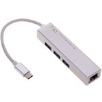 Adaptador USB 3.0 tipo C a RJ45 Gigabit Ethernet con hub 3 puertos USB tipo A - RA01900 - 02