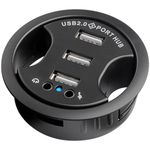 Concentrador de 3 puertos USB 2.0 audio y micro para escritorio negro - US04300 - 04