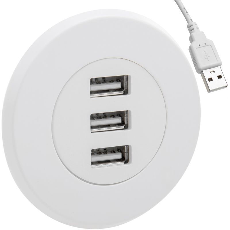 Concentrador de 3 puertos USB 2.0 para escritorio blanco - US04000 - 01
